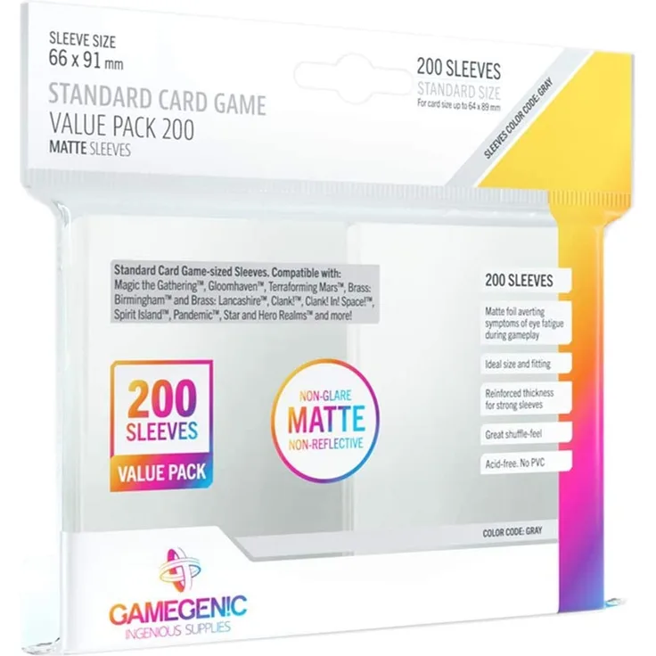 Standard Card Game: Matte – Gray (66 x 91 mm, 200 Stk. ) - Preisvergleich
