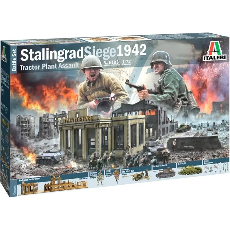 Italeri 6193S 1:72 Battle Set Stalingrad Siege, originalgetreue Nachbildung, Modellbau, Basteln, Hobby, Kleben, Plastikbausatz, Zusammenbauen