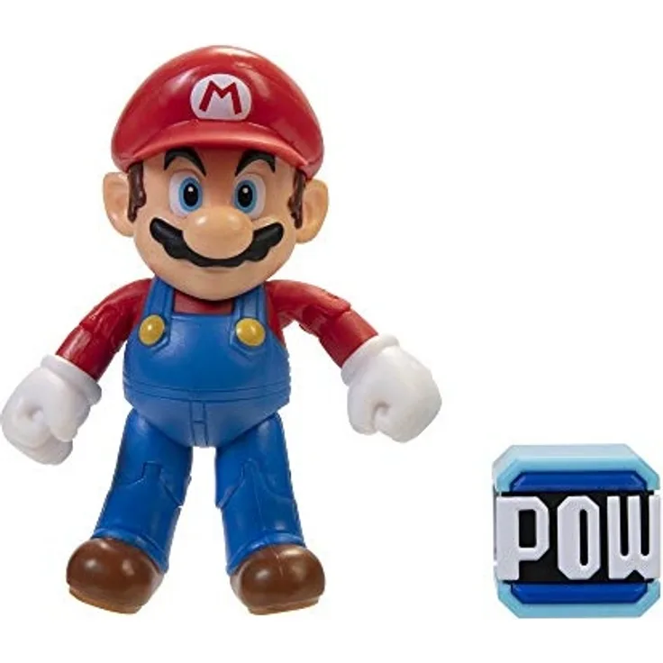 Super Mario Chibi Mario mit POW Block Actionfigur 10 cm