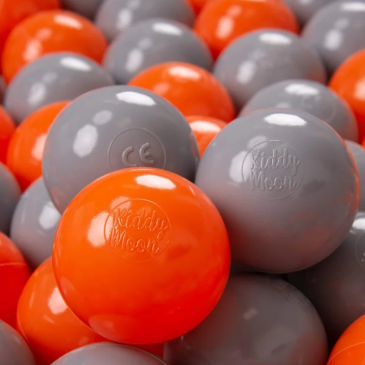 KiddyMoon 50 ∅ 7Cm Kinder Bälle Spielbälle Für Bällebad Baby Plastikbälle Made In EU, Orange/Grau