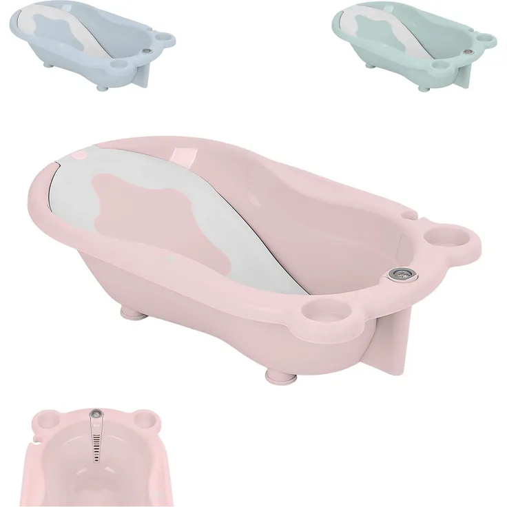 Kikkaboo Babybadewanne Kai, Thermometer Wanneneinlage Wasserablauf Ablagefächer rosa