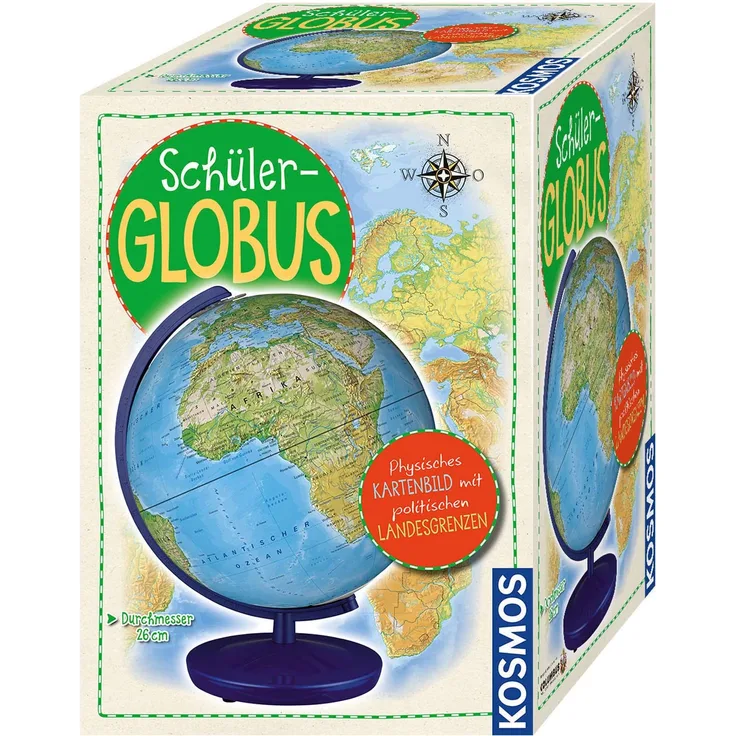 KOSMOS Schüler-Globus Physisches Kartenbild mit politischen Ländergrenzen, 26 cm Durchmesser