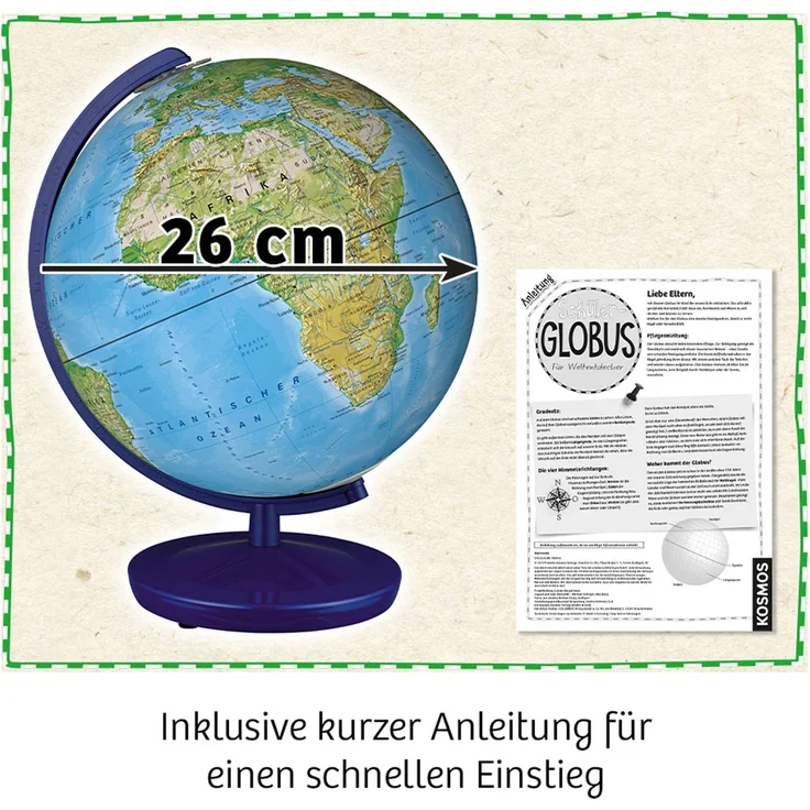 KOSMOS Schüler-Globus Physisches Kartenbild mit politischen Ländergrenzen, 26 cm Durchmesser – Bild 3
