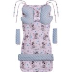 Universal Sitzauflage Kinderwagen & Buggys Sitzeinglage Kinderwagendecke5tgl. Gurtpolster + Spielbogen Kinderwagenset MINKY Baumwolle Medi Partners (Teddybear mit hellblauen Minky)