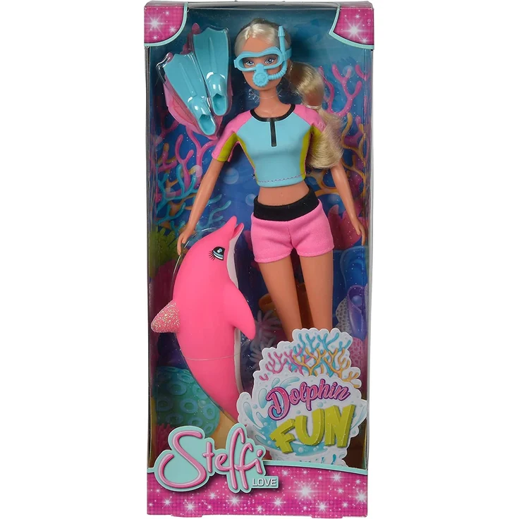 Simba 105733201 - Steffi Love Dolphin Fun / im Tauchanzug / mit Taucherbrille und Schwimmflossen / mit Delfin zum Spielen / Ankleidepuppe / 29cm, für Kinder ab 3 Jahren – Bild 3