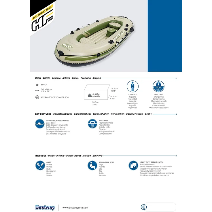 Bestway Hydro Force Schlauchboot Voyager 500 348x141 cm – Bild 13