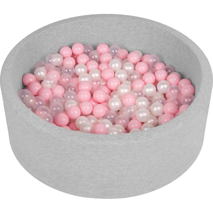 SELONIS Bällebad Bällepool Für Baby Kinder 90X30cm/200 Bälle Rund, Hellgrau: Puderrosa/Perle/Transparent – Bild 1