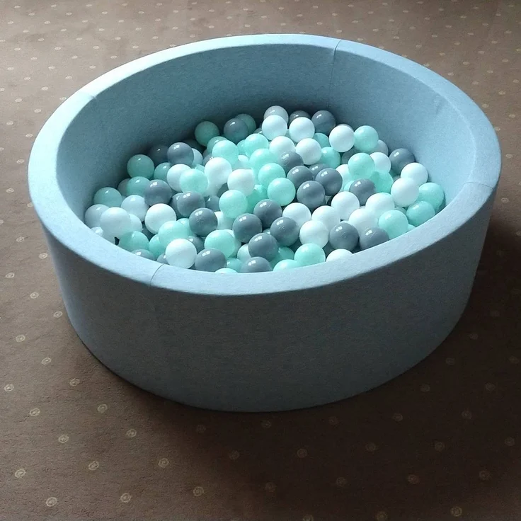 SELONIS Bällebad Bällepool Für Baby Kinder 90X30cm/200 Bälle Rund, Hellgrau: Puderrosa/Perle/Transparent – Bild 4
