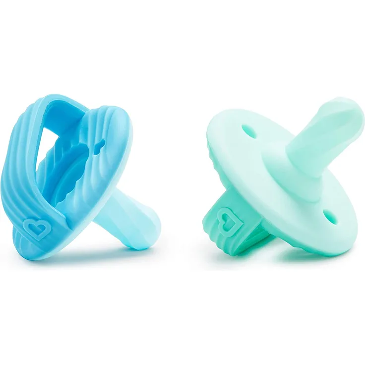 Munchkin 012528 Sili-Soothe & Teethe Silikon-Schnuller & Beißring (2er-Pack) Blau & Mintgrün, blau, 100 ml