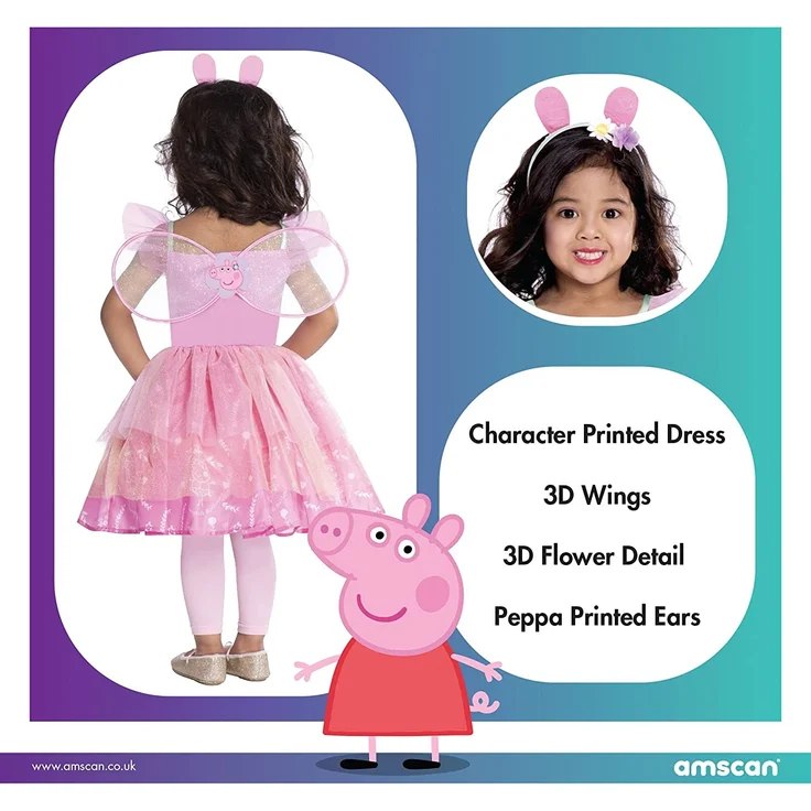amscan Kinderkostüm Peppa Fairy Dress 2-3 Jahre – Bild 3