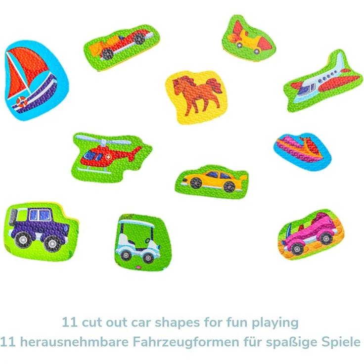 Hakuna Matte Puzzlematte für Babys Urlaub 1,2x1,2m – 16 Puzzlematten mit Straßen und 11 Autos – 20% dickere Spielmatte in einer umweltfreundlichen Verpackung – Schadstofffreie, geruchlose Krabbelmatte – Bild 4