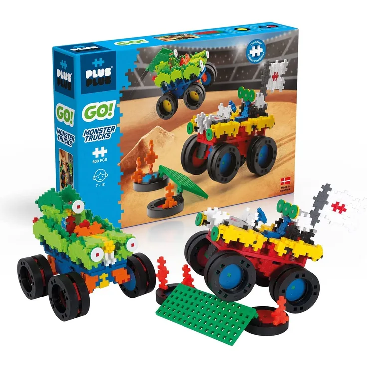 9607014 Kreativ-Bausteine, Monster Trucks, Konstruktionsspielzeug, PlusPlus Go, 600 Teile
