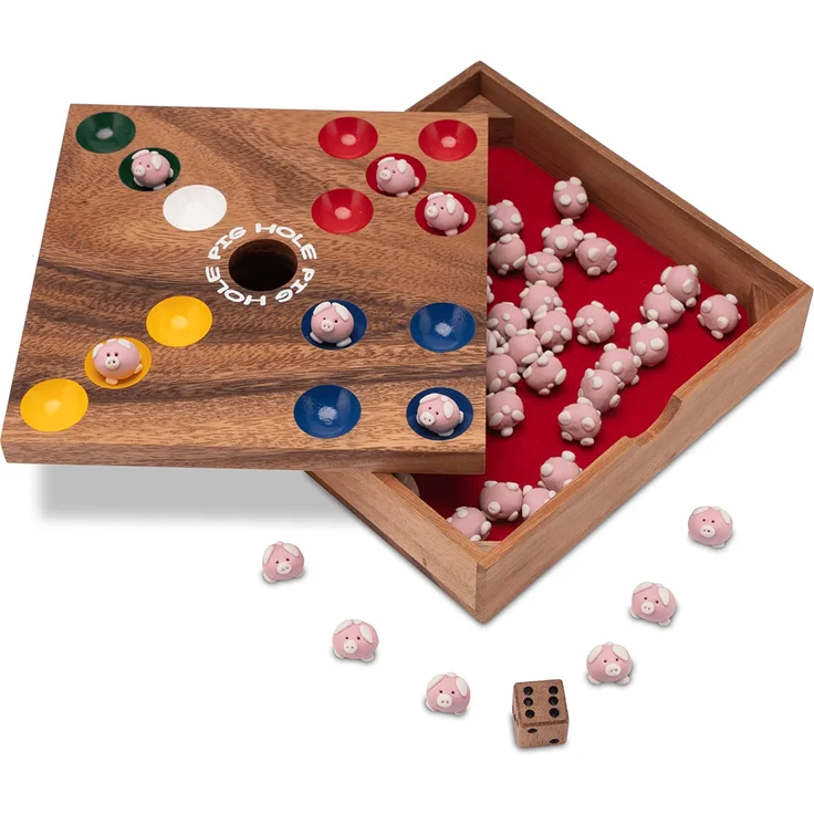 Pig Hole für 2 bis 6 Spieler - Spielfeld 18 x 18 cm - inkl. 60 Schweinchen – Bild 5