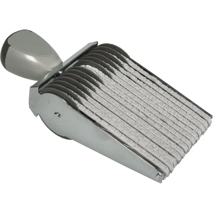 Rayher 29019000 Wortbandstempel, 13 individuell einstellbare Bänder mit Buchstaben, Zahlen und Zeichen, Schrifthöhe: 4 mm Wort- / Textlänge: 68 mm – Bild 1