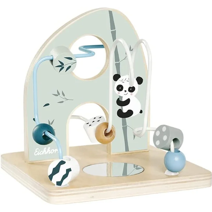 Eichhorn - Motorikschleife zur Förderung der motorischen Fähigkeiten, 2 Schleifen, mit Spiegelfläche, 14x14x14 cm, aus Birkenholz, ab einem Jahr – Bild 7