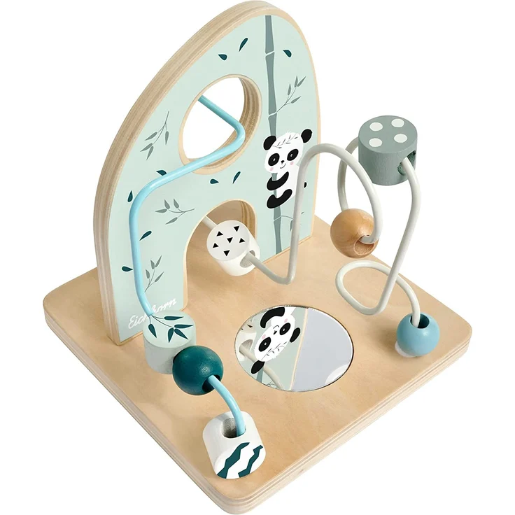 Eichhorn - Motorikschleife zur Förderung der motorischen Fähigkeiten, 2 Schleifen, mit Spiegelfläche, 14x14x14 cm, aus Birkenholz, ab einem Jahr – Bild 5