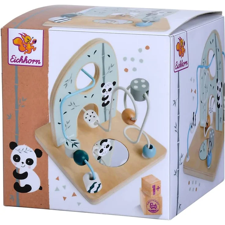 Eichhorn - Motorikschleife zur Förderung der motorischen Fähigkeiten, 2 Schleifen, mit Spiegelfläche, 14x14x14 cm, aus Birkenholz, ab einem Jahr – Bild 12