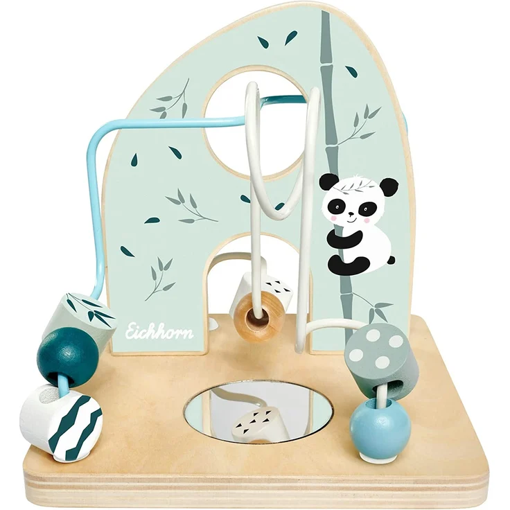 Eichhorn - Motorikschleife zur Förderung der motorischen Fähigkeiten, 2 Schleifen, mit Spiegelfläche, 14x14x14 cm, aus Birkenholz, ab einem Jahr – Bild 4