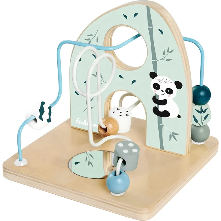Eichhorn - Motorikschleife zur Förderung der motorischen Fähigkeiten, 2 Schleifen, mit Spiegelfläche, 14x14x14 cm, aus Birkenholz, ab einem Jahr – Bild 6