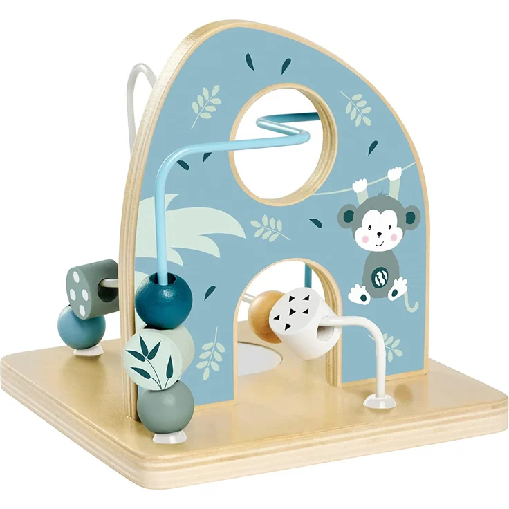 Eichhorn - Motorikschleife zur Förderung der motorischen Fähigkeiten, 2 Schleifen, mit Spiegelfläche, 14x14x14 cm, aus Birkenholz, ab einem Jahr – Bild 3