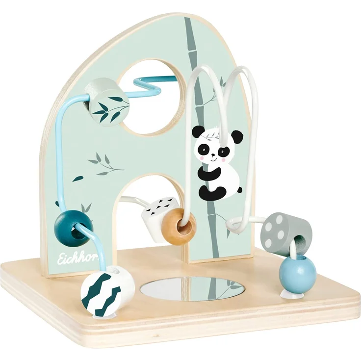 Eichhorn - Motorikschleife zur Förderung der motorischen Fähigkeiten, 2 Schleifen, mit Spiegelfläche, 14x14x14 cm, aus Birkenholz, ab einem Jahr – Bild 2