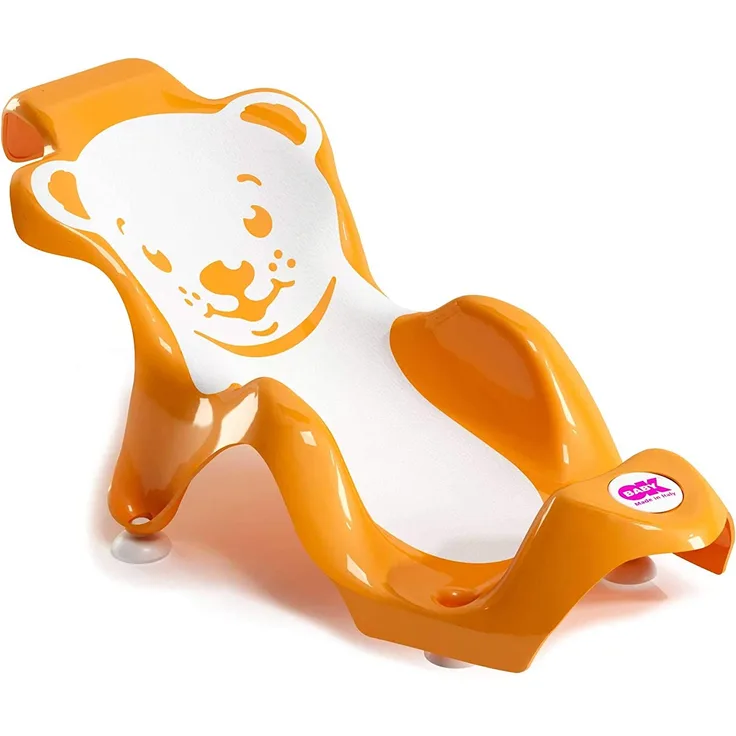 OKBABY Buddy - Ergonomische Baby-Badehilfe mit rutschfestem Gummisitz für die Badewanne - für Babys von 0 bis 8 Monaten (max. 8 kg) - Orange