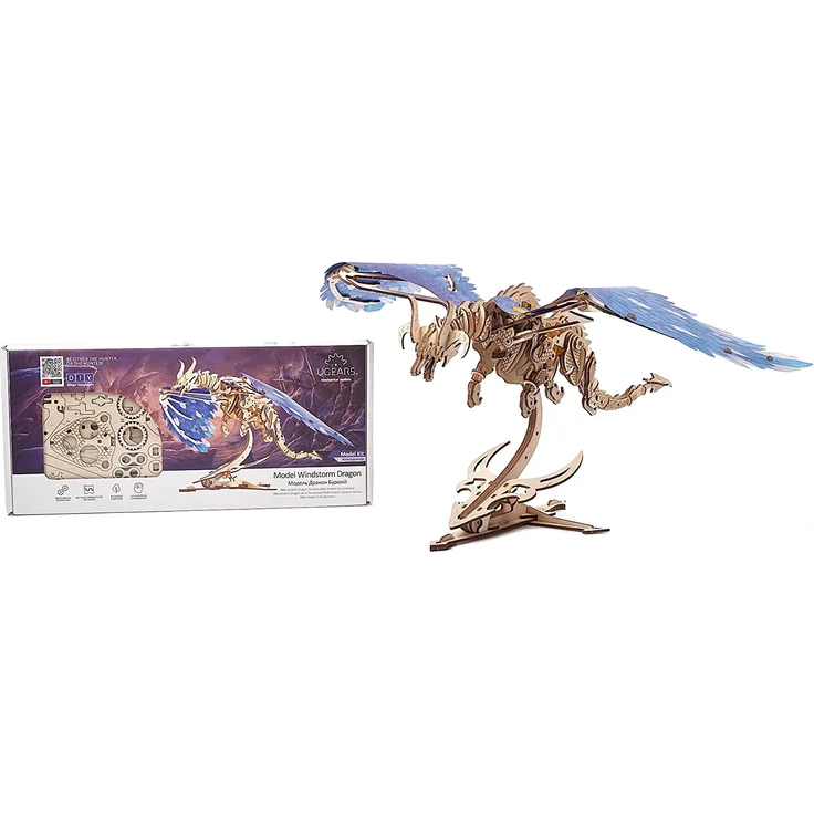 UGEARS 3D Holzpuzzle Erwachsene Sturmdrache Dragon 3D Puzzle Modellbausatz für Erwachsene und Jugendliche aus Holz DIY Mechanisches Holzbausatz Drachen Modell mit Gummibandmotor - Preisvergleich – Bild 7