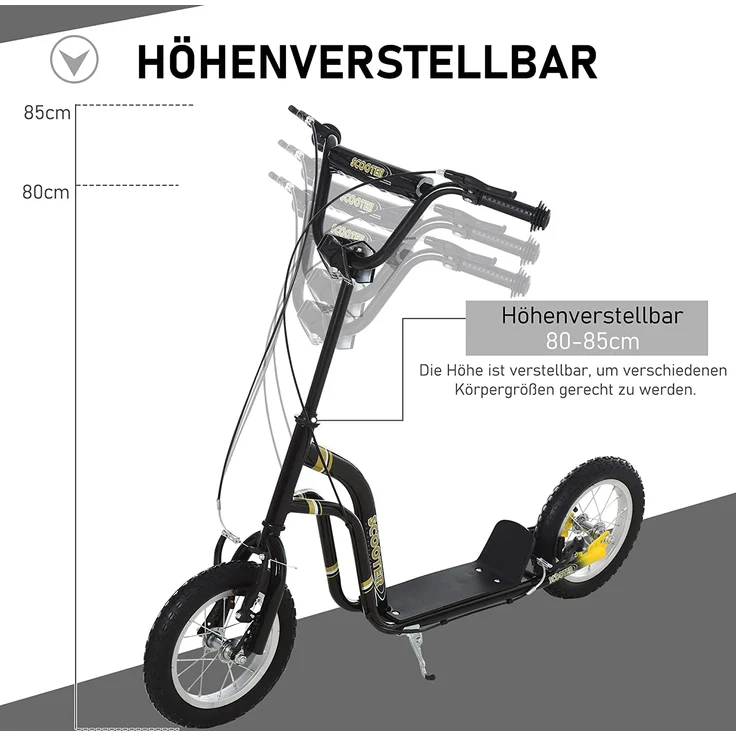 Tretroller mit Handbremse (Farbe: schwarz) – Bild 4