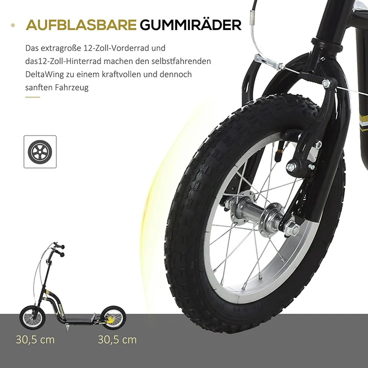 Tretroller mit Handbremse (Farbe: schwarz) – Bild 7