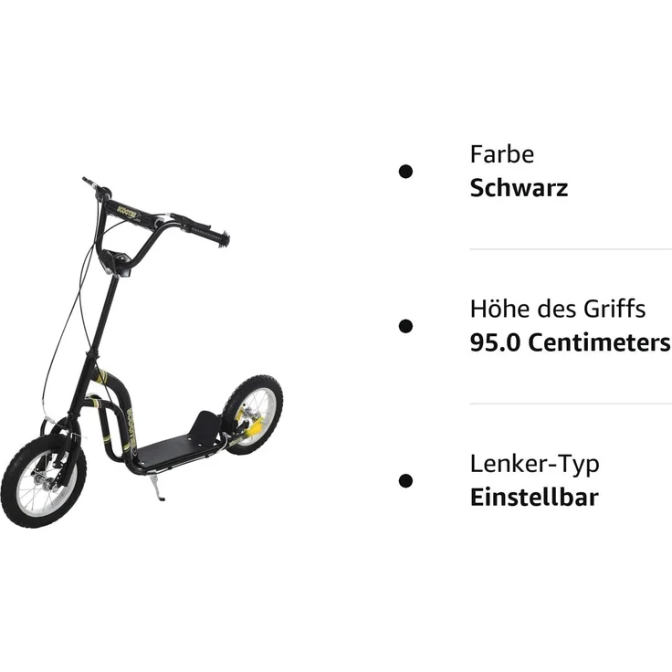 Tretroller mit Handbremse (Farbe: schwarz) – Bild 10