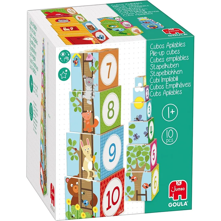 Goula D55219 Stapelturm Wald, 10teilig Holzspielzeug für Kleinkinder, Ab 1 Jahr