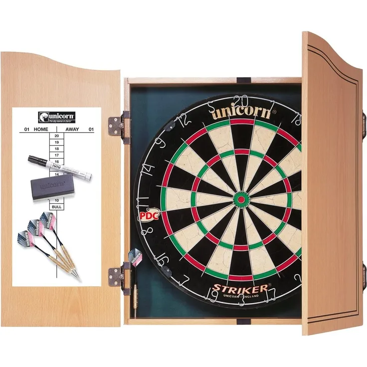 Unicorn Dartscheibe Strike Home Center45 cm Holz natur 7-teilig