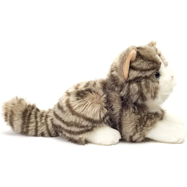 Hermann Teddy Collection 906919 - Plüsch-Katze liegend, 20 cm, grau – Bild 3
