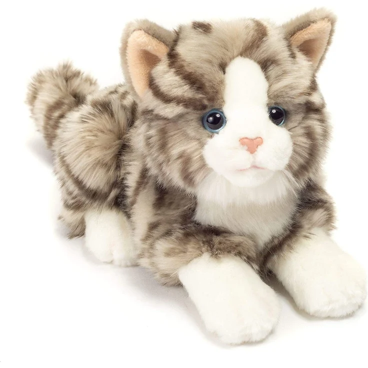 Hermann Teddy Collection 906919 - Plüsch-Katze liegend, 20 cm, grau – Bild 2