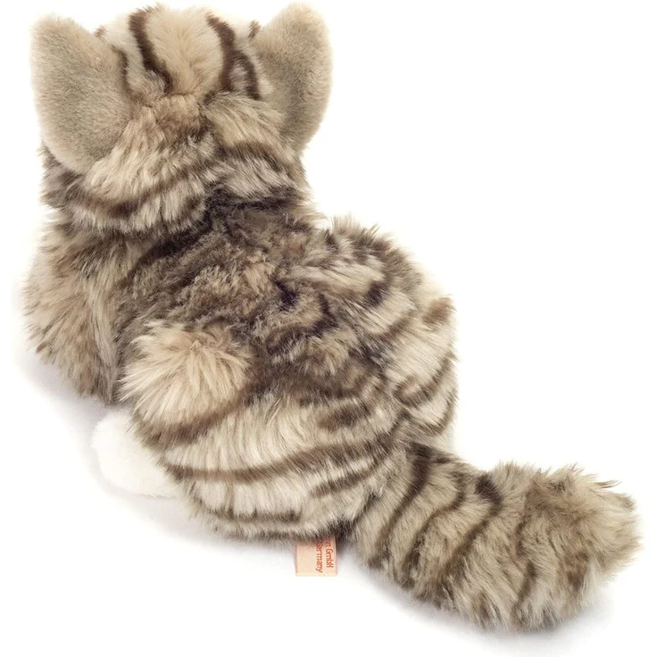 Hermann Teddy Collection 906919 - Plüsch-Katze liegend, 20 cm, grau – Bild 4