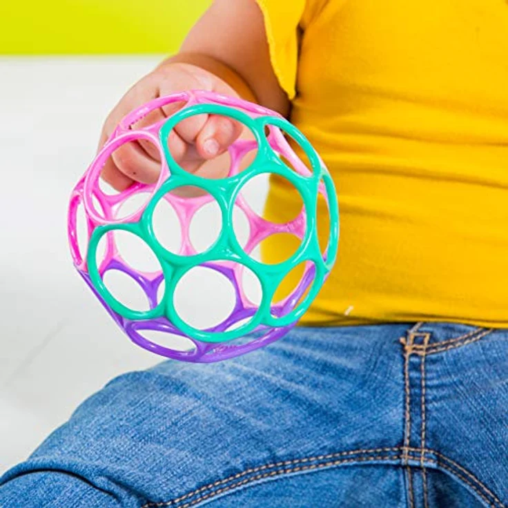 Bright Starts, Oball Classic, Flexibles und leicht Greifbares Design für Kinder jeden Alters, Pink/Lila – Bild 3