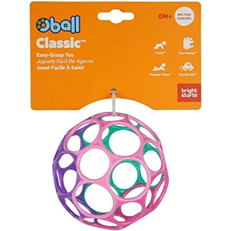 Bright Starts, Oball Classic, Flexibles und leicht Greifbares Design für Kinder jeden Alters, Pink/Lila – Bild 4