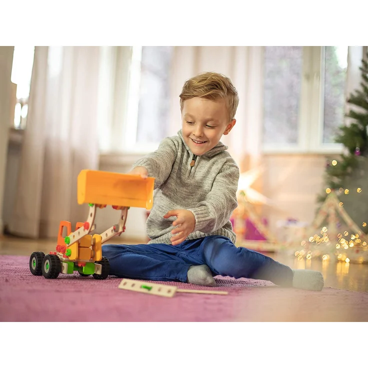 Eichhorn 100039057 Constructor Radlader vielseitiges Holzspielzeug, 140 Bauteile, 6 verschiedene Konstruktionen, für Kinder ab 6 Jahren, 100 Prozent FSC Holz – Bild 8
