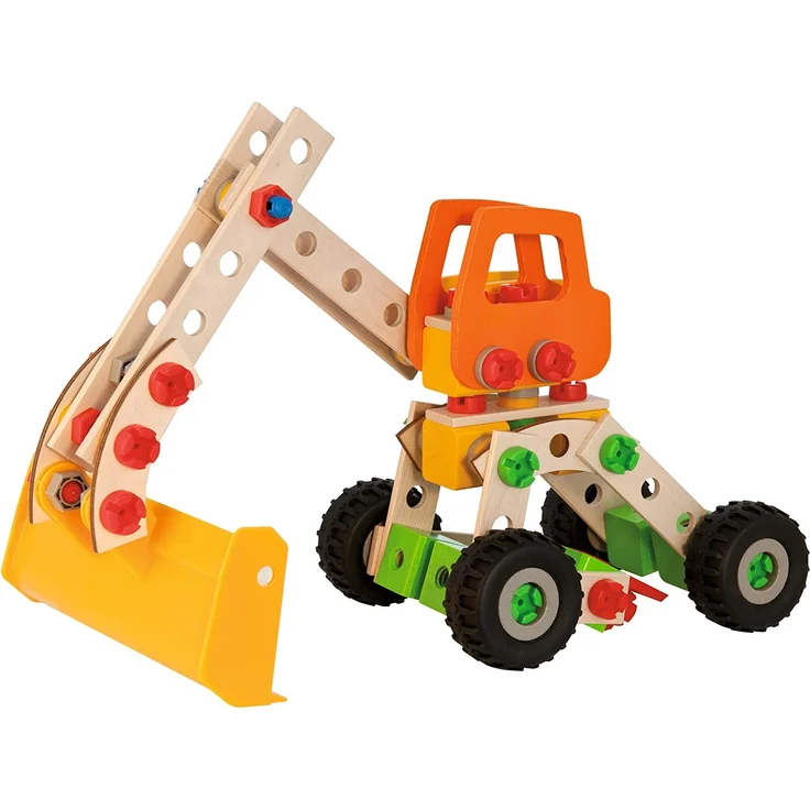 Eichhorn 100039057 Constructor Radlader vielseitiges Holzspielzeug, 140 Bauteile, 6 verschiedene Konstruktionen, für Kinder ab 6 Jahren, 100 Prozent FSC Holz – Bild 2