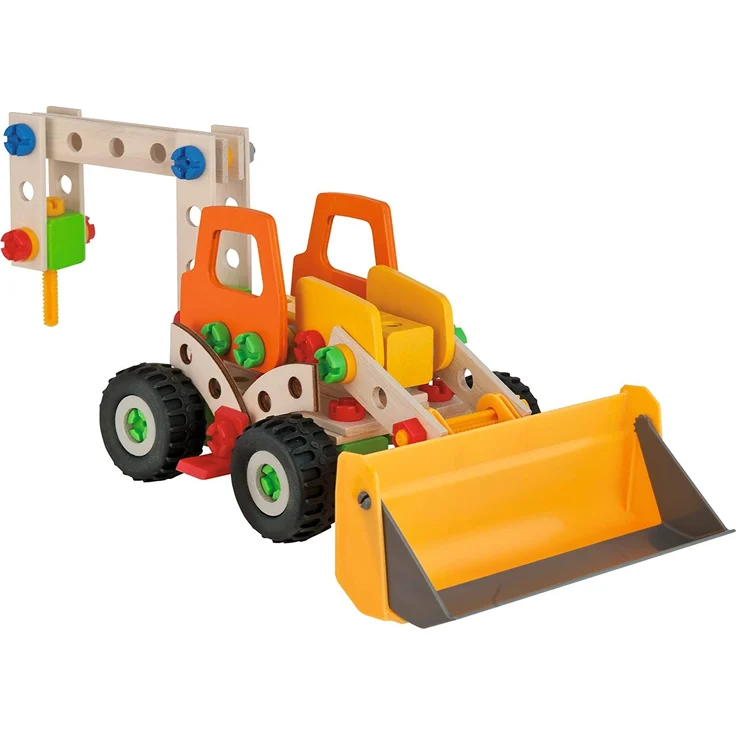 Eichhorn 100039057 Constructor Radlader vielseitiges Holzspielzeug, 140 Bauteile, 6 verschiedene Konstruktionen, für Kinder ab 6 Jahren, 100 Prozent FSC Holz – Bild 4