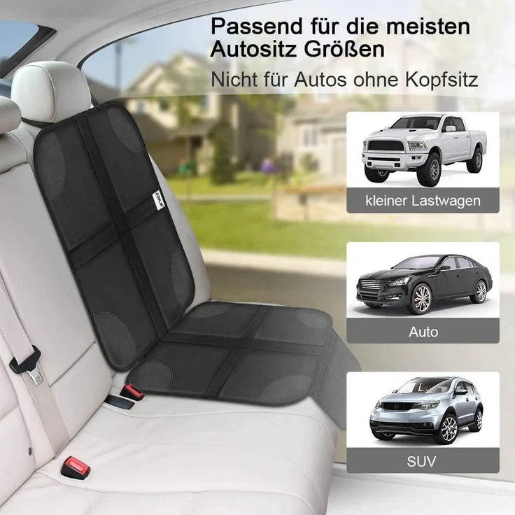 Ezilif Kindersitzunterlage 2 Stück ISOFIX geeignete Sitzschoner Auto Kindersitz, mit Anti-Rutsch Funktion Autositzschoner, Autositzauflage Sitzschutz (Schwarz) – Bild 7
