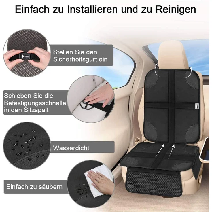 Ezilif Kindersitzunterlage 2 Stück ISOFIX geeignete Sitzschoner Auto Kindersitz, mit Anti-Rutsch Funktion Autositzschoner, Autositzauflage Sitzschutz (Schwarz) – Bild 5