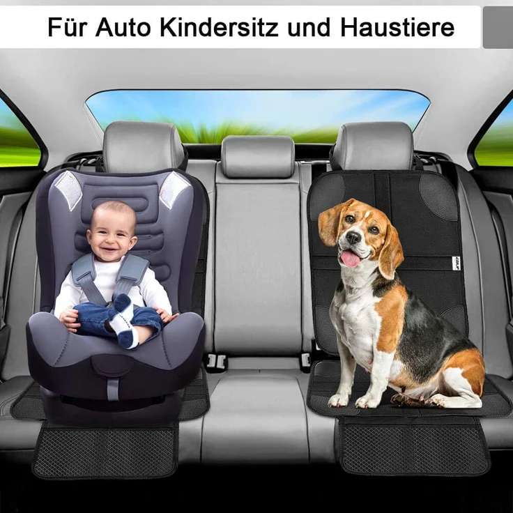 Ezilif Kindersitzunterlage 2 Stück ISOFIX geeignete Sitzschoner Auto Kindersitz, mit Anti-Rutsch Funktion Autositzschoner, Autositzauflage Sitzschutz (Schwarz) – Bild 3