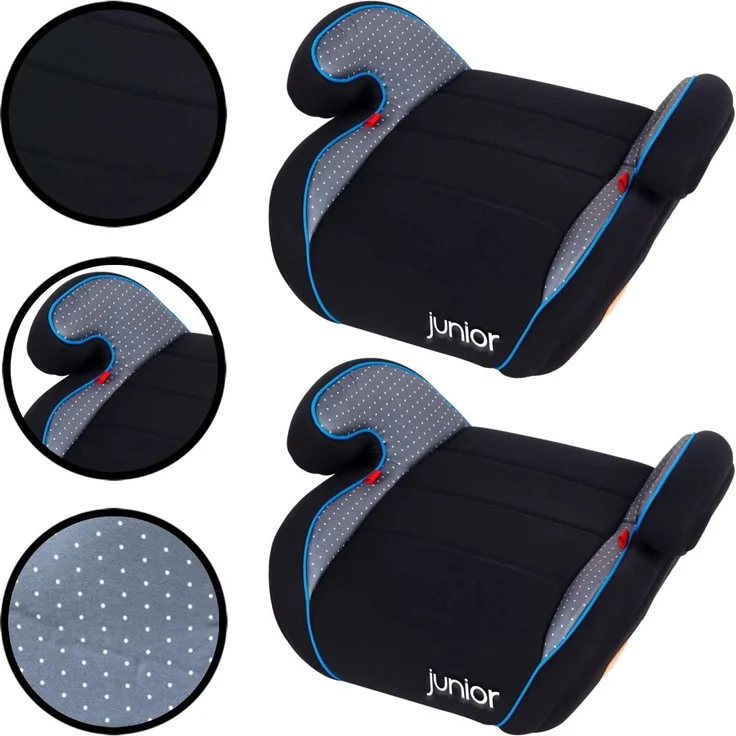 SET (2 STÜCK) Sitzerhöhung für Kinder von 15 bis 36 Kg (SCHWARZ/GRAU/BLAU) – Bild 1