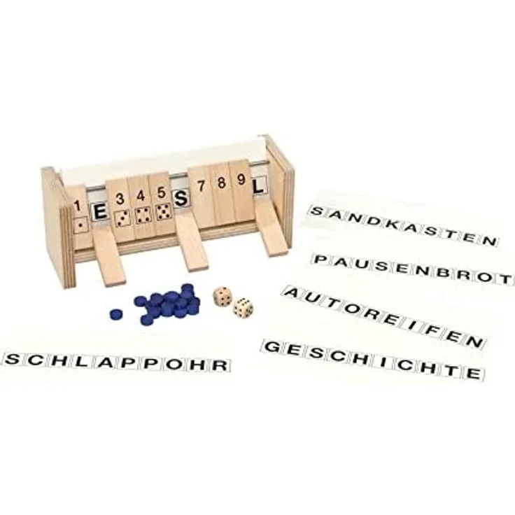 Bartl 109098 Klappenspiel Spaßwortschatz, Shut The Box, Würfelspiel, hochwertige Ausführung, Made in Germany