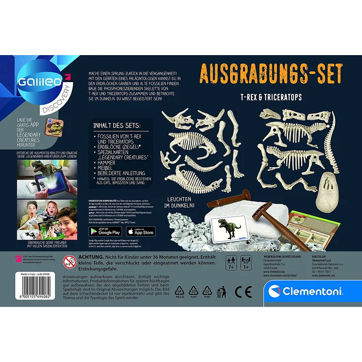Clementoni 69408.2 - Galileo - Ausgrabungsset T-Rex und Triceratops – Bild 5