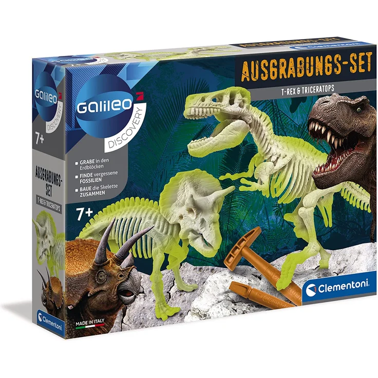Clementoni 69408.2 - Galileo - Ausgrabungsset T-Rex und Triceratops – Bild 1