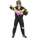 Foxxeo 80er Jahre Kostüm für Erwachsene Premium 80s Trainingsanzug Assianzug Assi - Herren Größe S-XXXXL - Fasching Karneval Anzug, Farbe schwarz gelb pink, Größe: XXL - Preisvergleich