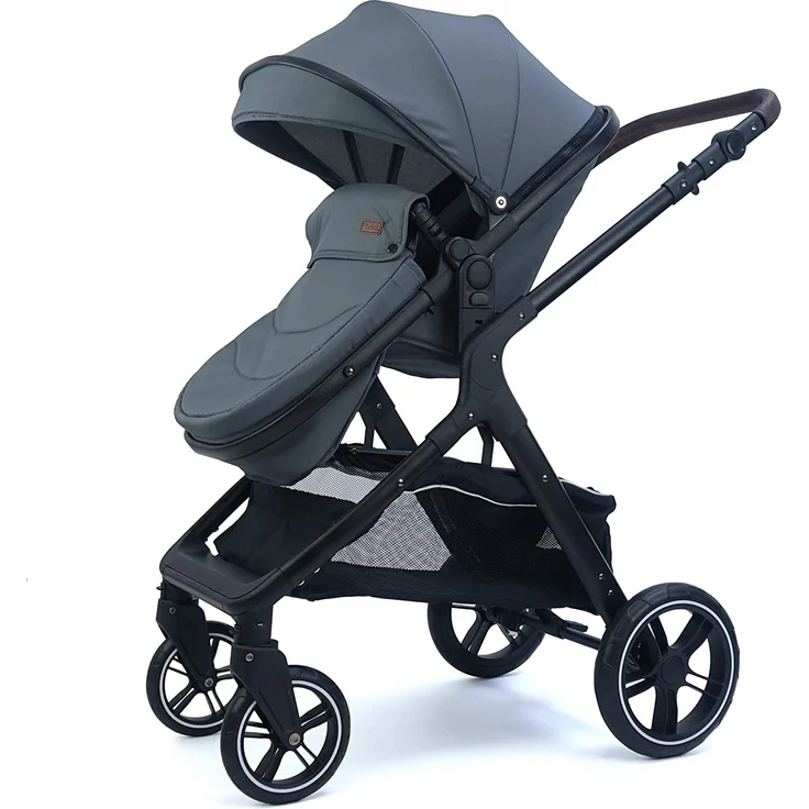 Pixini Kinderwagen Nelio 3in1 schwarz / oxford grau (inkl. Autositz, Regenplane, Wickeltasche,. ) – Bild 3