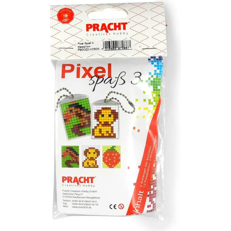 Pracht Creatives Hobby P90022-00505 - Pixel Spaß Bastelset 3, für 2 Medaillons, Schlüsselanhänger, für Kinder, Jungen und Mädchen, als kleines Geschenk, Mitgebsel, für den Kindergeburtstag